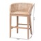 Bali & Pari Papua Modern Bohemian Antique White Washed Rattan and Mahogany Wood Counter Stool 243-13490-ZORO - alternate 6